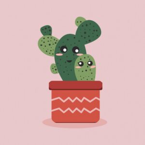 Cute and kawaii cactus plant